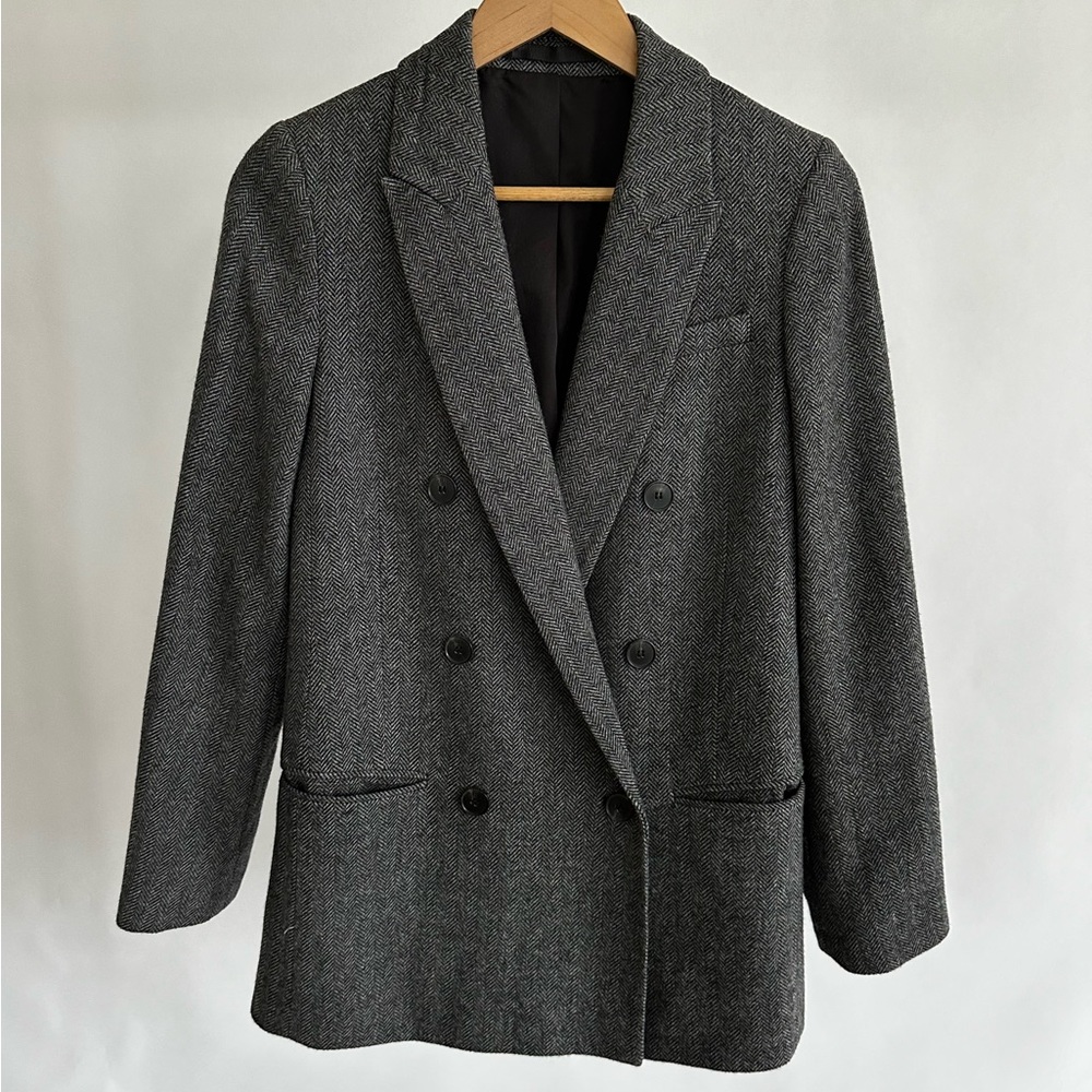 All Saints Herringbone Double Breasted Blazer